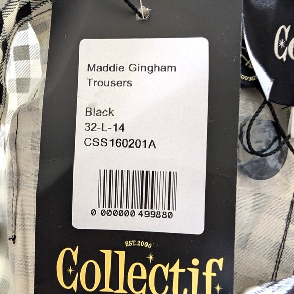 Collectif London Womens NWT Size US 10 Black White Maddie Gingham Trouser Pants - Picture 9 of 11